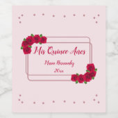 Roze Rose Quinceañera Wijn Etiket (Enkel label)
