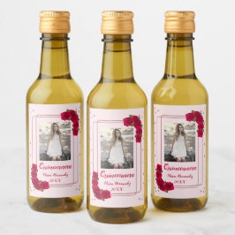 Roze Rose Quinceañera Wijn Etiket