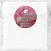 Roze Rose Raindrop Wedding Ronde Sticker (Tas)