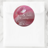 Roze Rose Raindrop Wedding Ronde Sticker (Tas)