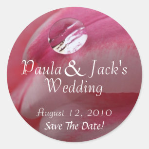Roze Rose Raindrop Wedding Ronde Sticker