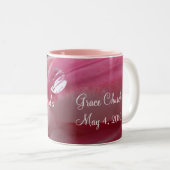 Roze Rose Raindrop Wedding Tweekleurige Koffiemok (Voorkant rechts)