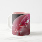 Roze Rose Raindrop Wedding Tweekleurige Koffiemok (Voorkant links)