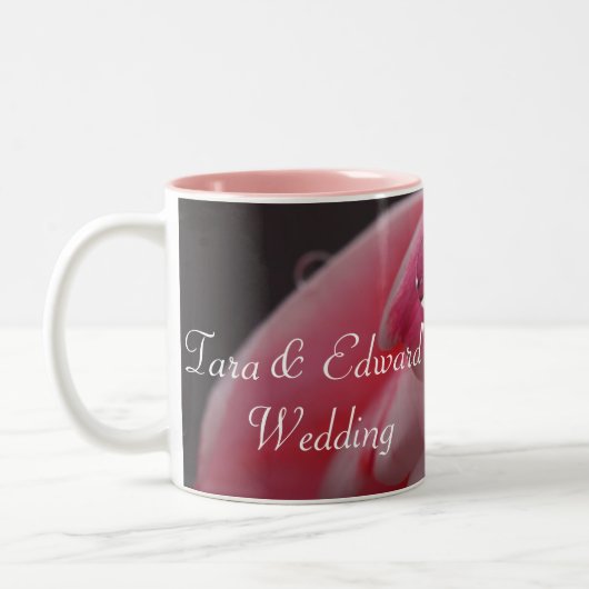 Roze Rose Raindrop Wedding Tweekleurige Koffiemok (Links)