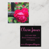 Roze Rose Raindrops Dew Garden Gate Foto Vierkante Visitekaartje (Voorkant / Achterkant)