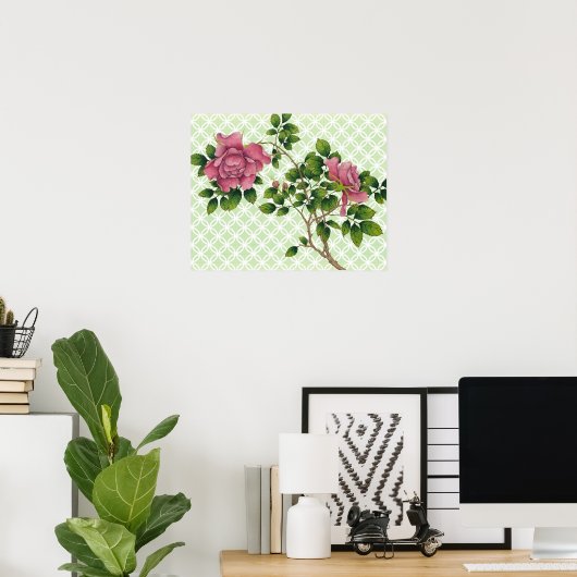  Roze Rose Retro Art Poster (Thuiskantoor)