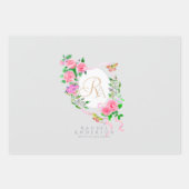 Roze Rose Ribbon Chic Monogram Grijs Inpakpapier Vel (Voorkant)