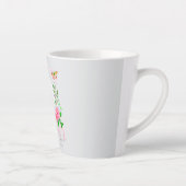 Roze Rose Ribbon Chic Monogram Grijs Latte Mok (Rechts)