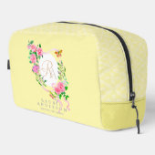 Roze Rose Ribbon Monogram Cream Print Cut Naaizak Toilettasje (Rechterhoek)