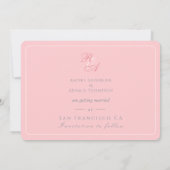 Roze Rose Ribbon Monogram Fotobruiloft Save The Date (Achterkant)