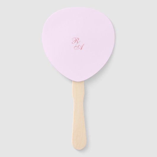 Roze Rose Ribbon Monogram Huwelijk Handwaaier (Achterkant)