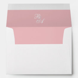Roze Rose Ribbon Monogram Huwelijksuitnodiging Envelop