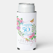 Roze Rose Ribbon Verjaardag Koeler (Seltzer Voorkant)