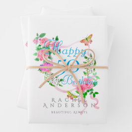 Roze Rose Ribbon Verjaardag Koeler Inpakpapier Vel