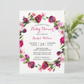Roze Rose Romantic Floral Baby shower Invite Kaart (Staand voorkant)