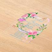 Roze Rose Romantiek Bruids Acryl Uitnodiging (Laagn)