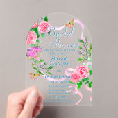 Roze Rose Romantiek Bruids Acryl Uitnodiging (Insitu (Draagbaar))