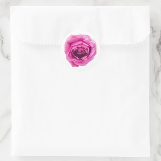 Roze Rose Ronde Sticker (Tas)