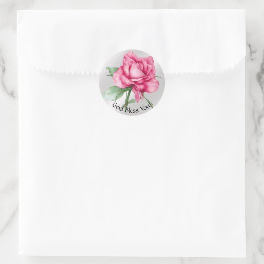 Roze Rose Ronde Sticker (Tas)