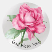 Roze Rose Ronde Sticker (Voorkant)