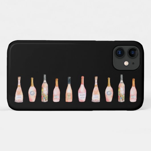 Roze rosé roos waterverf flesje Case-Mate iPhone case (Achterkant (horizontaal))