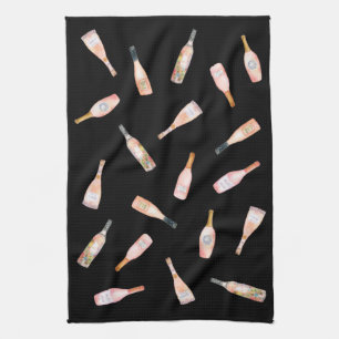 Roze rosé roos waterverf flesje theedoek