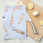 Roze rosé roos waterverf flesje theedoek (Quarter Fold)