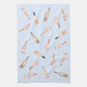 Roze rosé roos waterverf flesje theedoek (Verticaal)