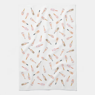 Roze rosé roos waterverf flesje theedoek