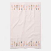 Roze rosé roos waterverf flesje theedoek (Verticaal)