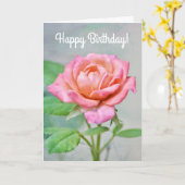 Roze Rose Rosy Flower Verjaardag Kaart (Gele Bloem)