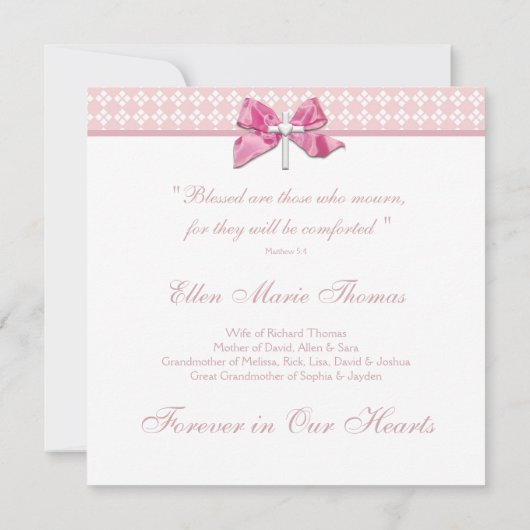 Roze Rose Rouwende Kaarten (Achterkant)