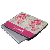 Roze Rose Rozen Waterverf Aanpasbaar Laptop Sleeve (Voorkant onderkant)