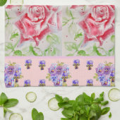 Roze Rose Rozen Waterverf Aanpasbaar Theedoek (Gevouwen)