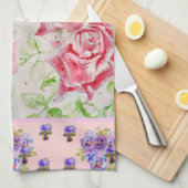 Roze Rose Rozen Waterverf Aanpasbaar Theedoek (Quarter Fold)