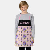 Roze Rose Rozen Waterverf Aanpasbare Kinder Meisje Schort (Gedragen)