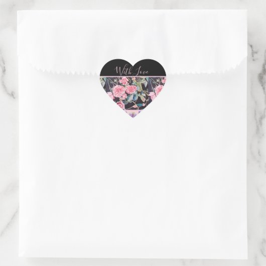 Roze Rose Rozen Waterverf   Hart Sticker (Tas)