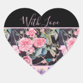 Roze Rose Rozen Waterverf   Hart Sticker (Voorkant)