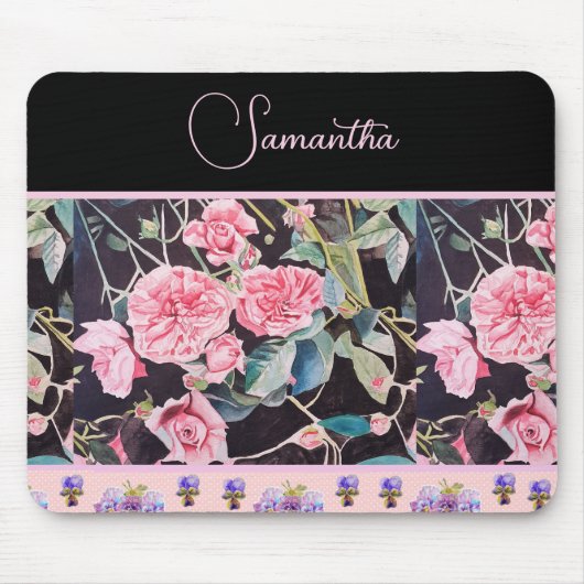 Roze Rose Rozen Waterverf   Muismat (Voorkant)