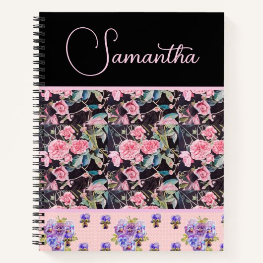 Roze Rose Rozen Waterverf   Notitieboek (Voorkant)