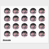 Roze Rose Rozen Waterverf   Ronde Sticker (Vel)