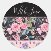 Roze Rose Rozen Waterverf   Ronde Sticker (Voorkant)