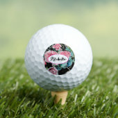 Roze Rose Rozen Waterverf Shabby Key Ring Golfballen (Insitu Shirt)