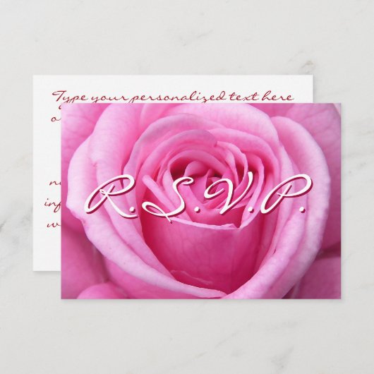 Roze Rose RSVP Aangepaste Kaarten Roos (Voorkant / Achterkant)