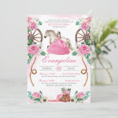 Roze Rose Rustic Floral Western Charra Quinceañera Kaart (Staand voorkant)