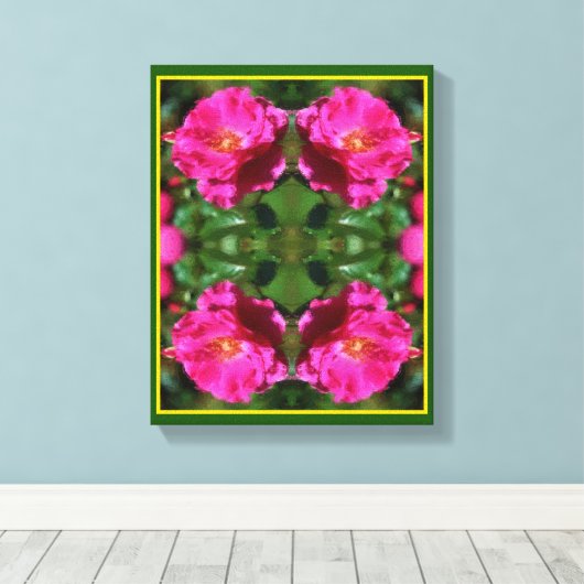 Roze Rose Schilderij Abstracte Bloemenkunst Canvas Afdruk (Insitu (Houten vloer))