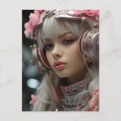 Roze Rose Sci Fi Steampunk Meisje Briefkaart (Voorkant)