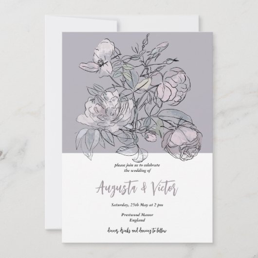 Roze Rose Script Elegante bruiloft uitnodiging (Voorkant)