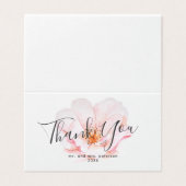 Roze Rose & Script Weddenschap Hartelijk dank Kaart (Buitenkant ongevouwen)