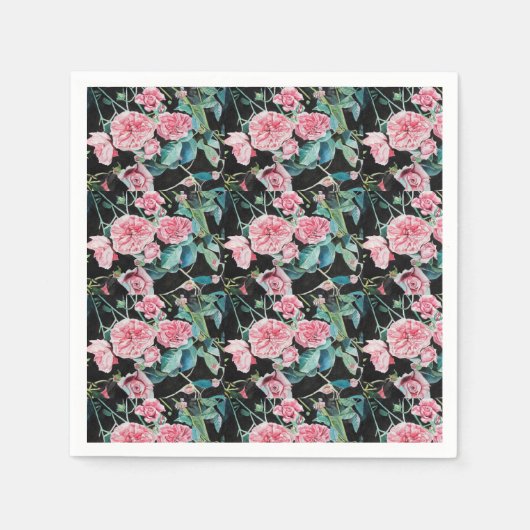Roze Rose Shabby Chic floral Serviette Napkins Servet (Voorkant)